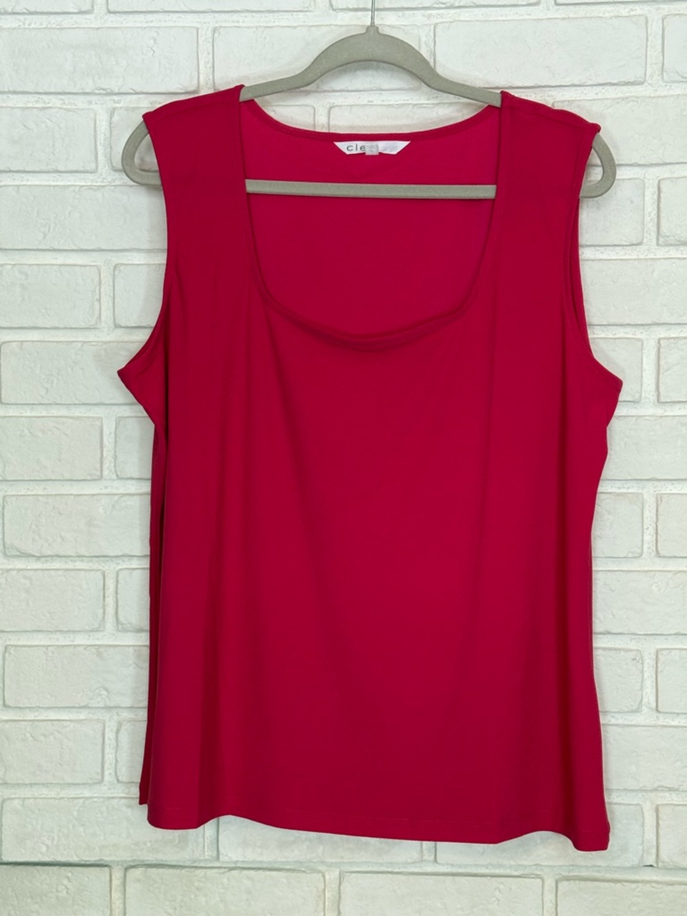 Cleo Sleeveless Square Neck Tank Top XL in Fuchsia Pink EUC